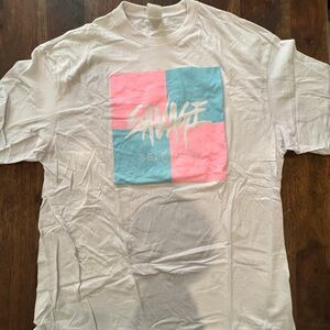 Salvage Men's Graphic Tee in White with Pink and Blue